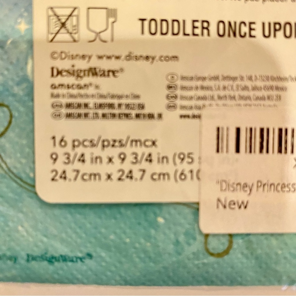 "Disney Princess" 1st Birthday Metallic Beverage Party Napkins, 5" x 5", 16 Ct. - Picture 5 of 5